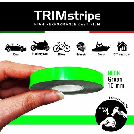 Trim Stripe Strisce Adesive per Auto, Fluo Verde - Dimensione: 10 MM X 10 MT