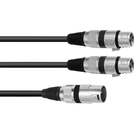 Omnitronic 30225210 XLR Câble adaptateur [1x XLR mâle 3 pôles - 2x XLR femelle 3 pôles] 1.50 m noir (1/3)