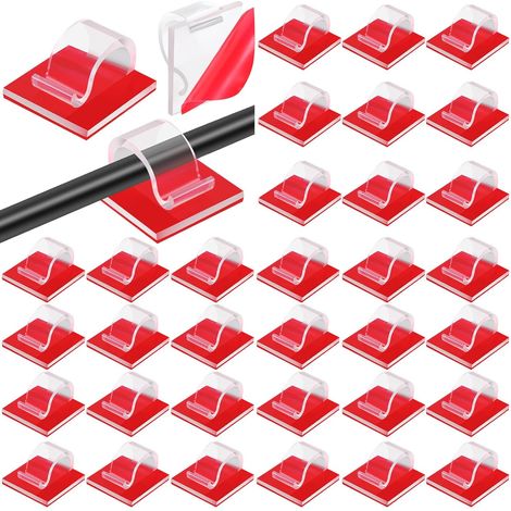 120 Pcs (Transparent, S) Clips de Câble Clips de Lumière de Fil Auto-Adhésifs Organisateur de Câble Support de Gestion de Fil de Câble pour Bureau Voiture Table de Nuit Lumière d'Extérieur (1/5)