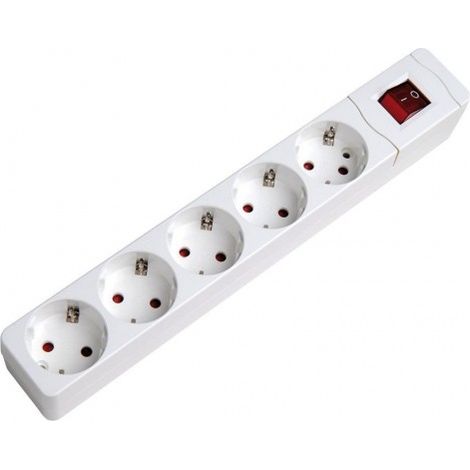 BASE 5 TOMAS CON TT INTERRUPTOR BLANCO - SIMON BRICO