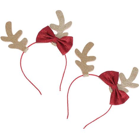 Lot de 2 serre-têtes décoratifs à paillettes en forme de bois de cerf, ornés de bois de renne, pour cheveux d'enfants (doré)-23.50X22.00X1.00CM-Golden (1/3)