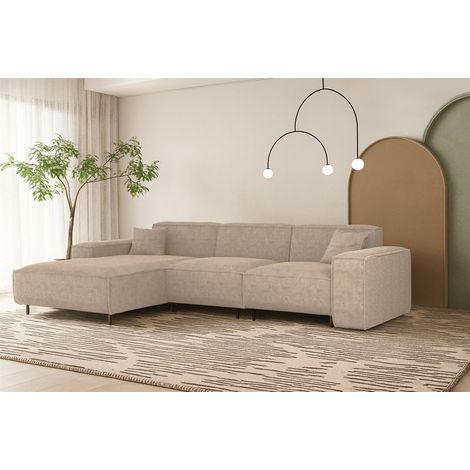 Ecksofa Designersofa GLORIA in Stoff Scala Beige Ottomane Links