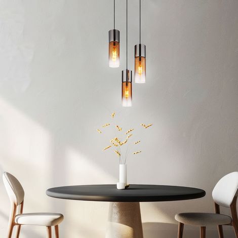 Hängeleuchte Pendellampe Wohnzimmerlampe Küchenlampe 3 flammig Glas H 150 cm