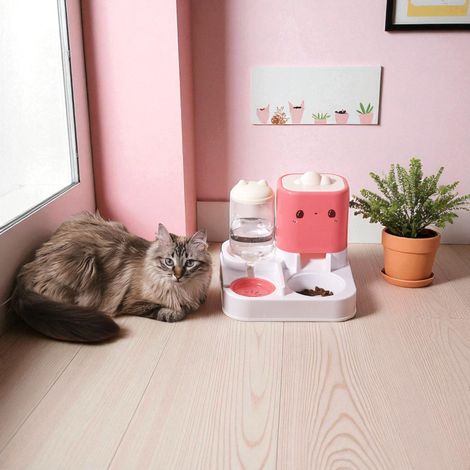 Distributeur Eau Et Croquettes - The Concept Factory - Pratique - Compact - Rose