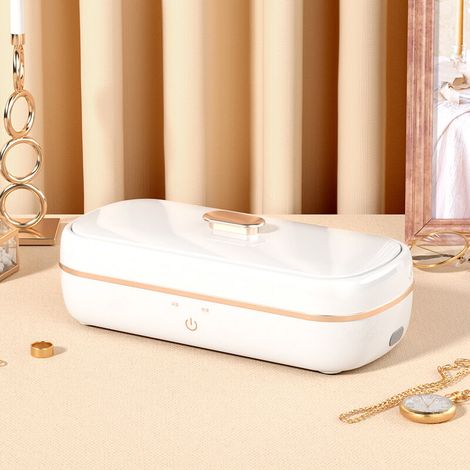 Limpiador ultrasónico de 420 ml, máquina de limpieza de joyas ultrasónica de 48000 Hz con 2 temporizadores, limpiador ultrasónico eficaz para joyas, gafas, relojes, collares y dentaduras postizas. (1/4)