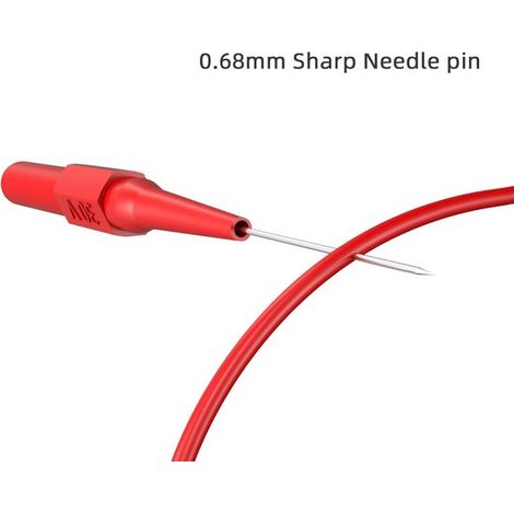 Cuatro puntas de prueba de aislamiento, una sonda de punción para multímetro con conector jack de 4 mm, 30 V/10 A, para medir pines de pequeños circuitos integrados. (1/3)