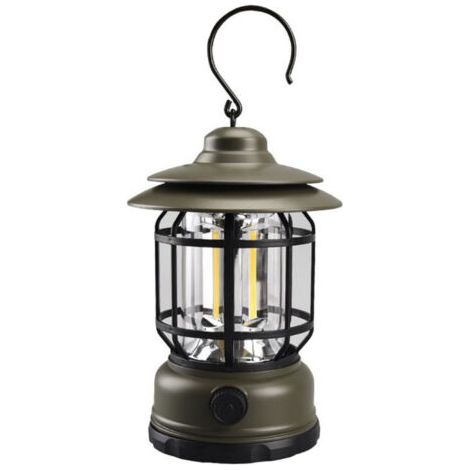 Lampe de camping, lumière rétro chaude, lanterne rechargeable, lampe d'extérieur, lampe suspendue portable pour tentes – 11,4 x 18,5 cm, luminosité réglable (1/5)