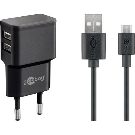Goobay 44984 cargador de dispositivo móvil Universal Negro Corriente alterna Interior