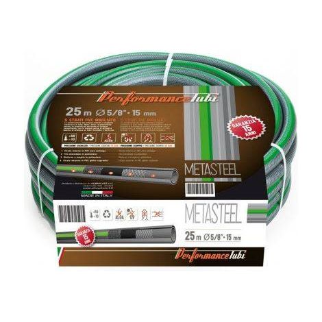 Tubo da giardino Mèta Steel a 5 strati in PVC doppio rinforzo tessile trecciato e magliato - Lunghezza: 25 metri, Diametro Ø: 19 mm - 3/4 di pollice (1/3)