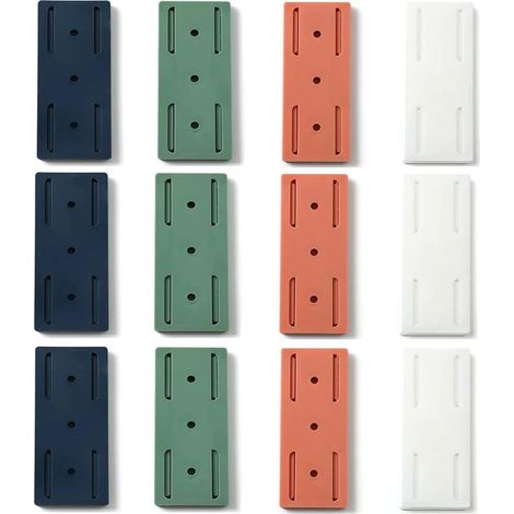 Soporte adhesivo para regletas de enchufes, soporte para regletas de enchufes de pared de 12 piezas, soporte adhesivo para regletas de enchufes sin perforaciones (1/5)