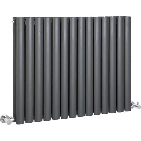 Milano Aruba Anthracite Horizontal Double Oval Panel Radiator - 635mm x 826mm