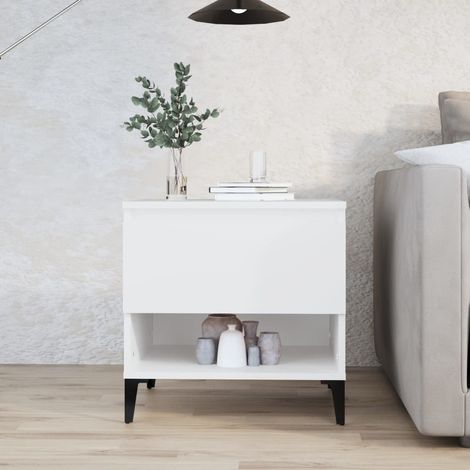 Table d'appoint Bout de canapé Table basse Blanc 50x46x50 cm Bois d’ingénierie 42788 (1/5)
