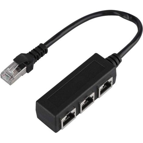 Câble d'extension Ethernet, 8 pouces Extension de Câble Include Ethernet Coupleur RJ45 1 Mâle à 3 Femelle LAN Câble Adaptateur Réseau Ethernet Câble de Rallonge Ethernet (1/4)