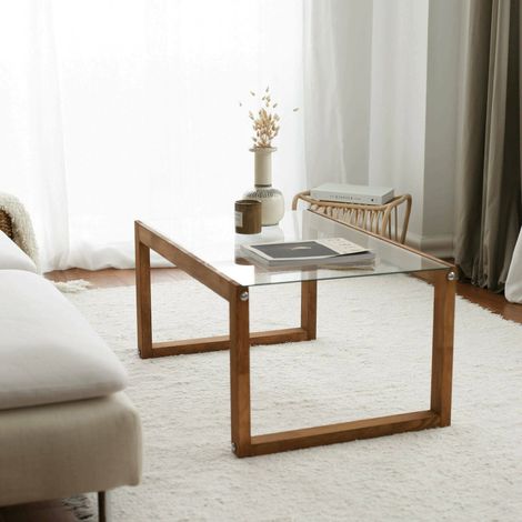 Dmora - Wohnzimmertisch Gomeisa, Niedriger Wohnzimmertisch, Kaffeeregal, Couchtisch für Sofa, 85x55h40 cm, Eiche, mit verstärkter Verpackung (1/5)