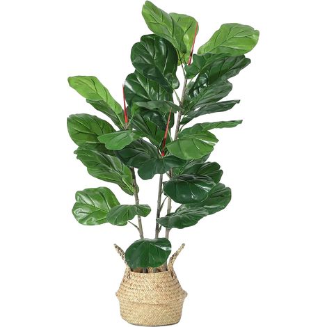 Albero di fico a foglia di violino artificiale, foglie realistiche, nessuna manutenzione, cestino rimovibile. (1/2)