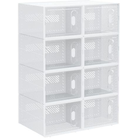 Lot de 8 boites cubes rangement à chaussures modulable avec portes transparentes 25 x 35 x 19 cm (1/4)