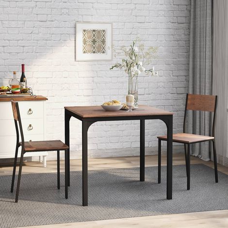 Ensemble de salle à manger vintage brun avec table et 2 chaises, idéal pour balcon, salle à manger ou salon (1/5)