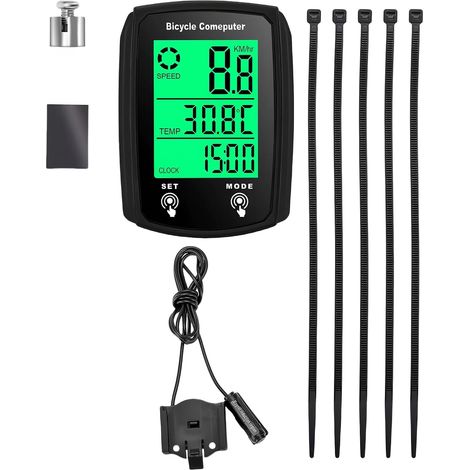 Fahrradcomputer mit 19 Funktionen, wasserdicht (IP54), GPS, Geschwindigkeitsmesser, Kilometerzähler, kabelgebunden, Touchscreen mit Hintergrundbeleuchtung (1/5)