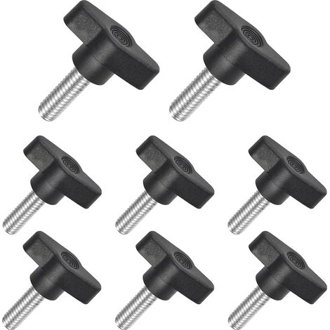 8Pcs Boutons à Ailettes En T, M825mm Vis à Pouce Noir (1/5)