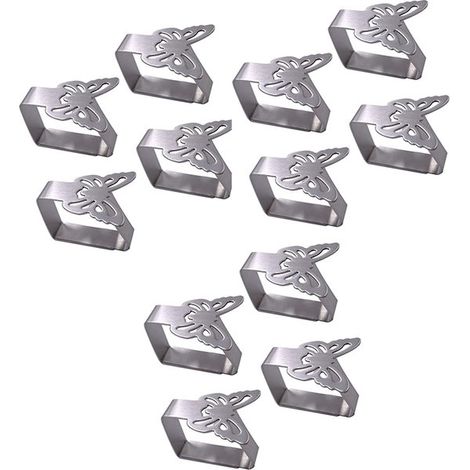 Pinces à nappe - Lot de 12 - Pinces à nappe - Acier inoxydable - Accessoires de table - Pinces - Articles de jardin - Pour l'extérieur et l'intérieur - 4,8 x 1,2 x 4,2 cm - Argent (1/5)