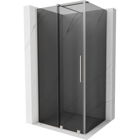 Mexen Velar Schiebeduschkabine 90 x 80 cm, grafit, gebürstetes Nickel - 871-090-080-41-97 (1/5)