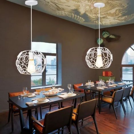 2pcs Lustre Industrielle Salon,E27 Lampe Suspension Vintage en Fer Forge Style Edison pour Cuisine Chambre (1/4)