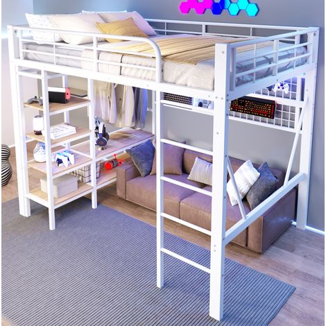letto salvaspazio 140x200 con LED griglia bianco HAVRYA (1/5)