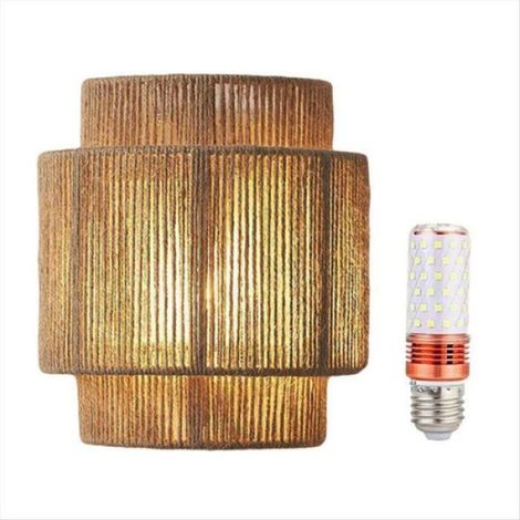 Applique Murale Rotin - Design Wabi Sabi Rétro - Ampoule LED E27 Incluse - Pour Chambre Couloir Chevet - 1 Pièce (1/5)