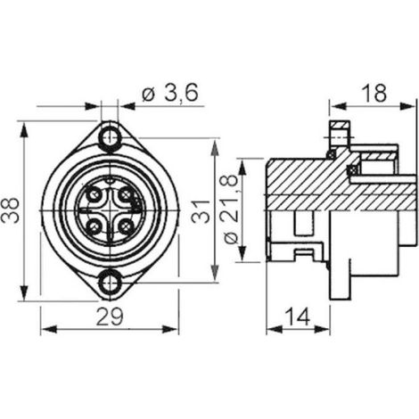 Cosse Cylindrique Mâle - 6 Pôles + PE - Connecteur Rond Industriel - 1 Pièce (1/3)