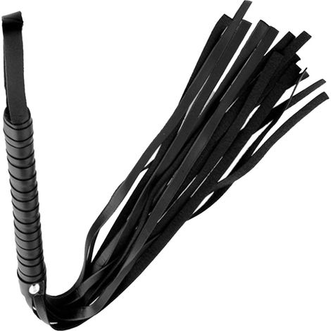 Cravache Équitation 48 cm - Cuir Synthétique - Manche Ergonomique - Dressage et Spectacle - Noir (1/5)