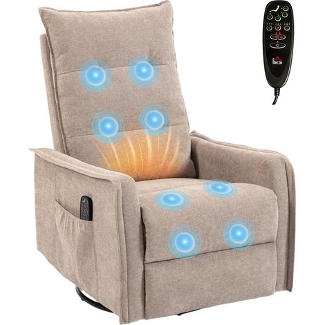 HOMCOM Massage Recliner Armchair, Swivel Rocking Recliner Chair, Brown (1/5)