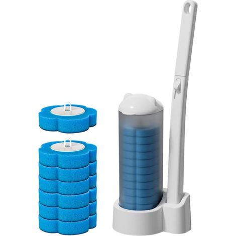 Kit De 18 Brosses WC Jetables, Support Mural À Long Manche, Recharges pour Cuvette, Lavabo, Baignoire (1/5)