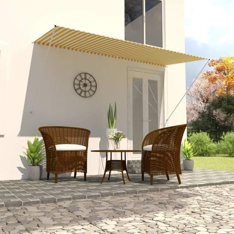 Toldo retráctil 300x150 cm amarillo y blanco vidaXL