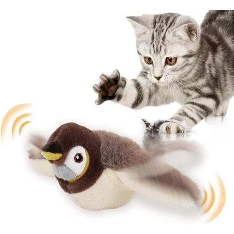 Jouet interactif - Oiseau volant - Sons réalistes - Charge USB - Peluche douce (1/5)