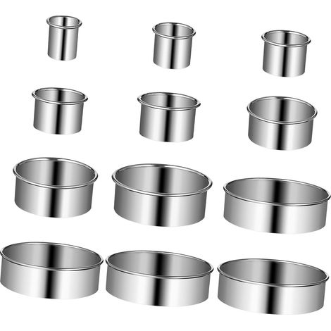 Ensemble de 12 cercles à gâteaux en acier inoxydable, moules à bonbons ronds (1/4)