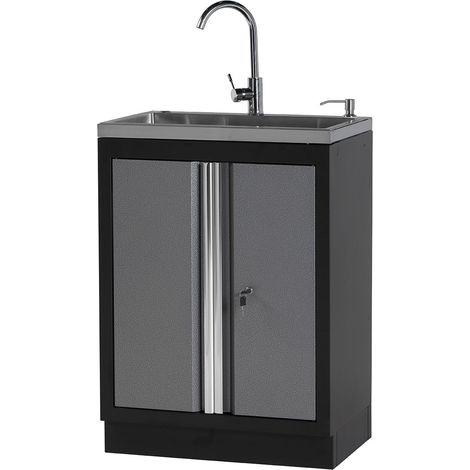 Armario base con fregadero, grifo y 2 puertas con cerradura ALYCO