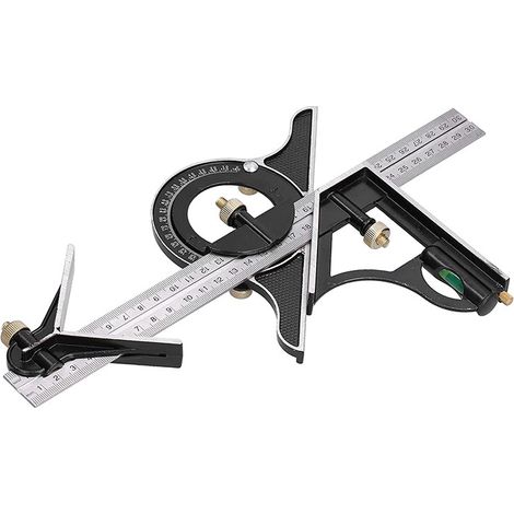 Sollbry Escuadra de carpintero de 300 mm, regla angular de acero inoxidable, con nivel de burbuja y regla práctica, ideal para trabajos de carpintería, 30,5 cm x 11,5 cm x 1,5 cm (1/5)