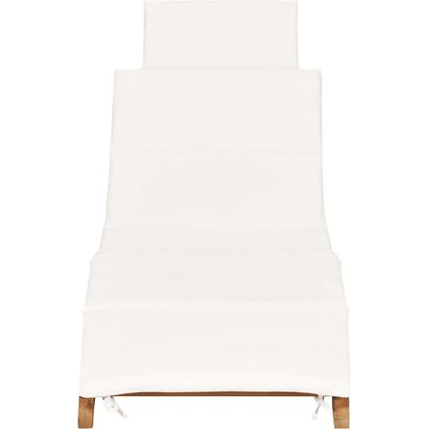 Maison Exclusive - idaXL Lettino Prendisole Pieghevole con Cuscino Bianco Crema in Teak