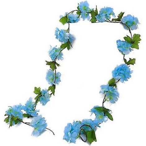 Guirlande de fleurs artificielles inaltérables, 6 couleurs, en rotin, pour décoration de porte, mariage ou autre occasion.bleu (1/5)
