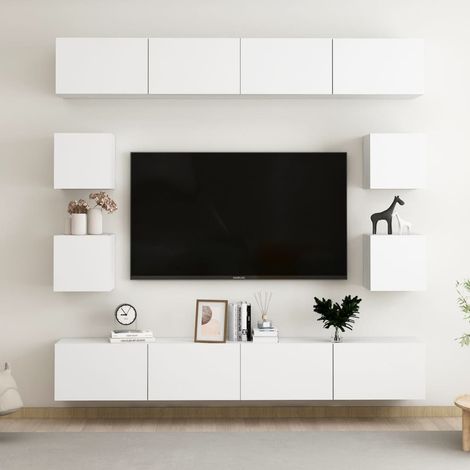 8 Piece TV Cabinet Set White Engineered Wood vidaXL (1/5)