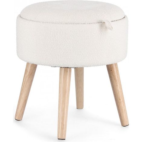 Sgabello Contenitore Bouclé Grigio Moderno da Interno - BRIAR - Colore: Bianco (1/5)