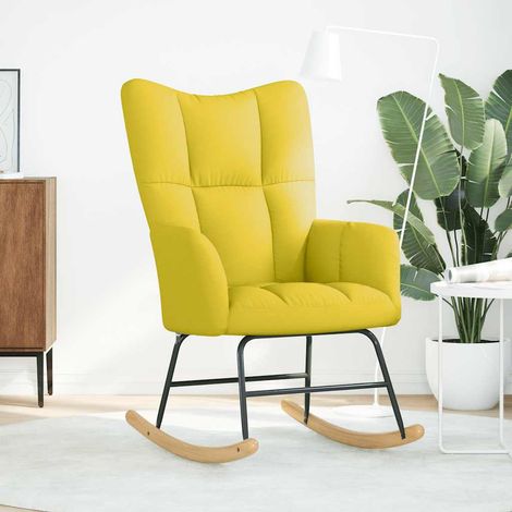 Chaise à bascule jaune clair tissu (1/5)