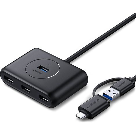Hub USB 3.0 + USB-C 3.1 ugreen 4 ports, OTG CR113 (noir) (1/5)