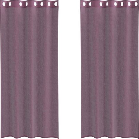 Maison Exclusive - Rideaux en voile avec œillets 2 pcs violet 140x225 cm (1/5)