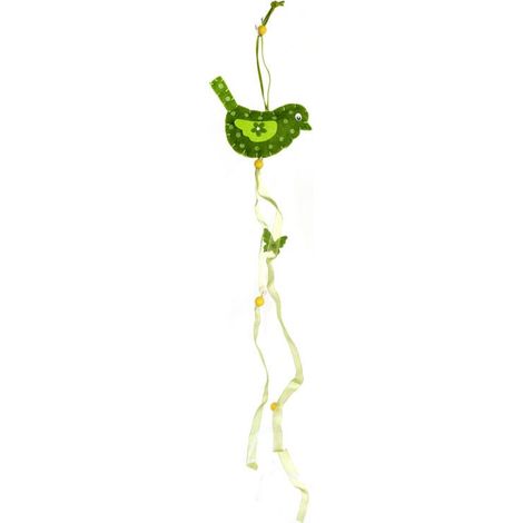 Ciondolo primaverile - Uccellino in feltro verde con nastri, 60 cm (1/2)