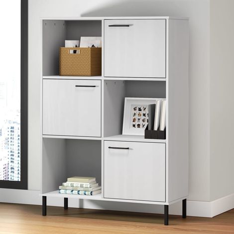 Librería patas de metal OSLO madera maciza 90x35x128,5cm