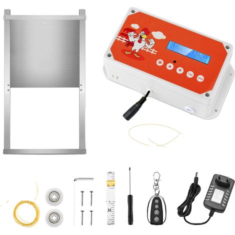 Puerta automática para gallinero, temporizador y sensor de luz, pantalla LCD, D (1/2)