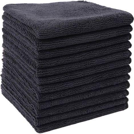 Chiffons en Fibres ultrafines Noires, Chiffon de Nettoyage ménager, Chiffon de Cuisine en Coton Polyester, Tampon à récur (1/4)