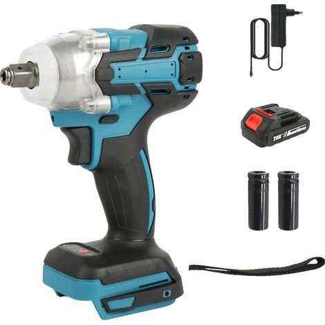 Llave de impacto eléctrica, alto par, motor sin escobillas, 1 batería + dos manguitos, UE (1/2)