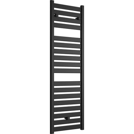 Signature Astor Flat Panel Heated Towel Rail 1420mm H x 500mm W - Matt Black